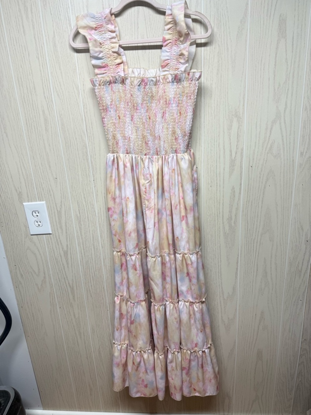 Melloda floral pink maxi ruffle dress sz M - Picture 4 of 5
